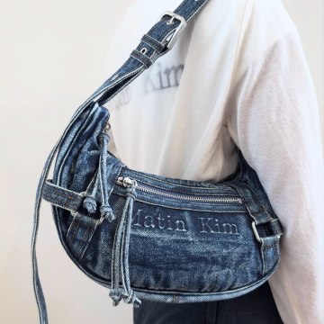 韓國直送 MTK -  WASHED DENIM MINI HOBO BAG IN BLUE 