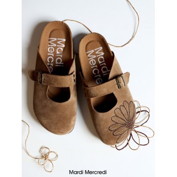 韓國Mardi MercrediCLASSIQUE MARYJANE SUEDE MULE_BROWN