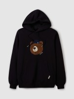 韓國直送 WHO.A.U -  Steve Boucle Patch Hoodie (BLACK)