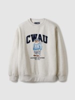 韓國直送 WHO.A.U -  Winter StevePhoto Sweatshirt(Brushed) (OATMEAL GRAY)