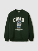 韓國直送 WHO.A.U -  Winter StevePhoto Sweatshirt(Brushed) (HUNTER)
