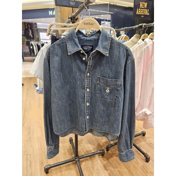 韓國直送 WHO.A.U - Steve Crop Denim Shirts (F)