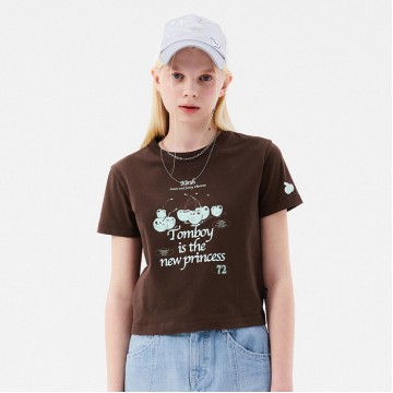 韓國KIRSH -  CHERRY TOMBOY GRAPHIC T-SHIRT [BROWN]