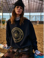 韓國MARDI MERCREDI - SWEATSHIRT ORIGINAL UNIV METALLIC NEEDLEWORK (NAVY GOLD)