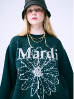 韓國MARDI MERCREDI - CASHMERE BLENDED PULLOVER FLOWERMARDI (DARKGREEN IVORY)