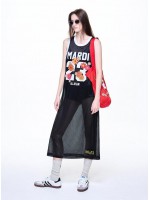 韓國MARDI MERCREDI - JERSEY MAXI SLEEVELESS DRESS NUMERO 23_BLACK WHITE