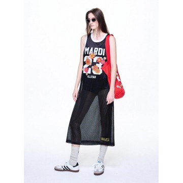 韓國MARDI MERCREDI - JERSEY MAXI SLEEVELESS DRESS NUMERO 23_BLACK WHITE