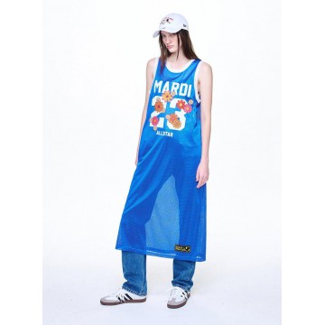 韓國MARDI MERCREDI - JERSEY MAXI SLEEVELESS DRESS NUMERO 23_BLUE WHITE