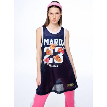 韓國MARDI MERCREDI - JERSEY MINI SLEEVELESS DRESS NUMERO 23_NAVY WHITE