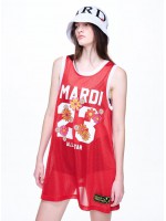 韓國MARDI MERCREDI - JERSEY MINI SLEEVELESS DRESS NUMERO 23_RED WHITE