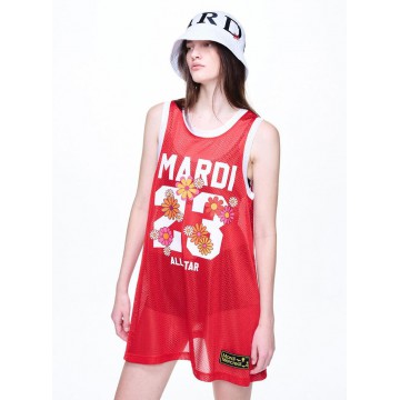 韓國MARDI MERCREDI - JERSEY MINI SLEEVELESS DRESS NUMERO 23_RED WHITE