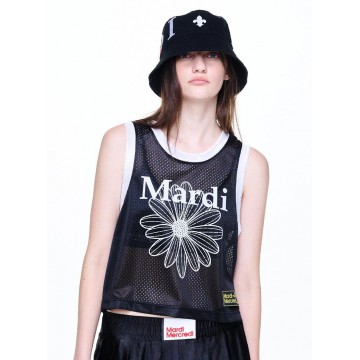 韓國MARDI MERCREDI - JERSEY SLEEVELESS TOP FLOWERMARDI_BLACK WHITE