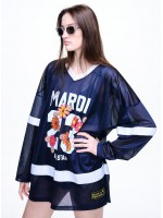 韓國MARDI MERCREDI - MESH JERSEY TOP NUMERO 23_NAVY WHITE