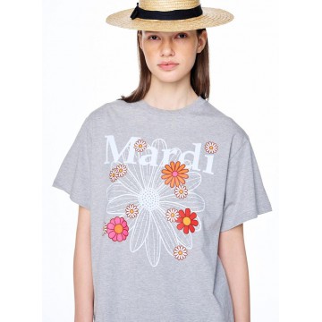 韓國MARDI MERCREDI - TSHIRT FLOWERMARDI BLOSSOM_GREY WHITE