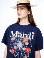 【韓國獨家限時優惠】韓國MARDI MERCREDI - TSHIRT FLOWERMARDI BLOSSOM_NAVY WHITE