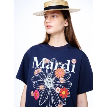  【韓國獨家限時優惠】韓國MARDI MERCREDI - TSHIRT FLOWERMARDI BLOSSOM_NAVY WHITE
