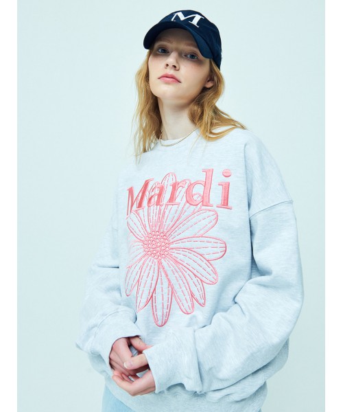 韓國MARDI MERCREDI - SWEATSHIRT FLOWERMARDI NEEDLEWORK (HEATHER CORAL)