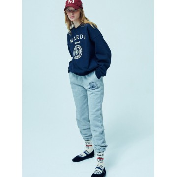 韓國MARDI MERCREDI - SWEAT PANTS MARCHE EMBLEM (GREY NAVY)