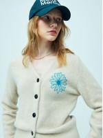 韓國MARDI MERCREDI - RACCOON BLENDED CARDIGAN V NECK (BEIGE BLUE)