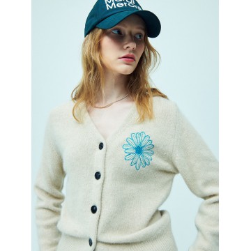 韓國MARDI MERCREDI - RACCOON BLENDED CARDIGAN V NECK (BEIGE BLUE)