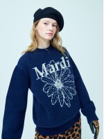 韓國MARDI MERCREDI - CASHMERE BLENDED PULLOVER FLOWERMARDI (NAVY IVORY)