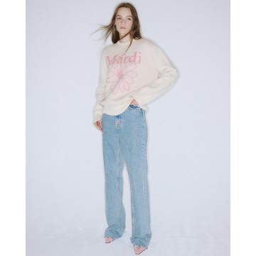 韓國MARDI MERCREDI - CASHMERE BLENDED PULLOVER FLOWERMARDI (IVORY PINK)