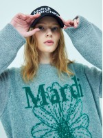 韓國MARDI MERCREDI - CASHMERE BLENDED PULLOVER FLOWERMARDI (GREY GREEN)