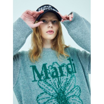 韓國MARDI MERCREDI - CASHMERE BLENDED PULLOVER FLOWERMARDI (GREY GREEN)