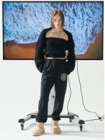 韓國MARDI MERCREDI - SWEAT PANTS MARCHE EMBLEM (BLACK CREAM)