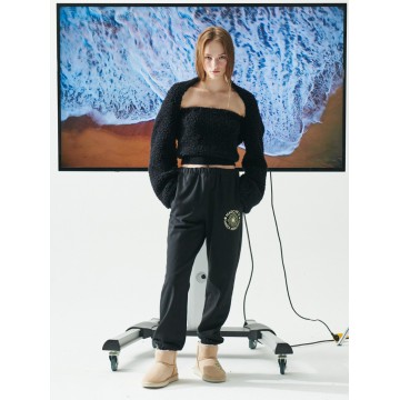 韓國MARDI MERCREDI - SWEAT PANTS MARCHE EMBLEM (BLACK CREAM)