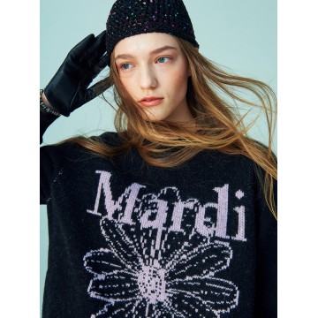 韓國MARDI MERCREDI - CASHMERE BLENDED PULLOVER FLOWERMARDI (BLACK LILAC)