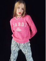 韓國MARDI MERCREDI - CABLE KNIT LONG SLEEVE VINTAGE PRINT (PEONY IVORY)