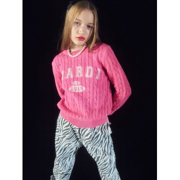 韓國MARDI MERCREDI - CABLE KNIT LONG SLEEVE VINTAGE PRINT (PEONY IVORY)