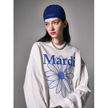 韓國MARDI MERCREDI - SWEATSHIRT FLOWERMARDI (WHITE VIVIDBLUE)