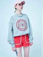 韓國MARDI MERCREDI - SWEATSHIRT ORIGINAL UNIV METALLIC NEEDLEWORK (GREY RED)