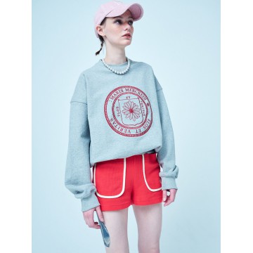 韓國MARDI MERCREDI - SWEATSHIRT ORIGINAL UNIV METALLIC NEEDLEWORK (GREY RED)