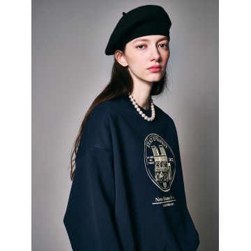韓國MARDI MERCREDI - SWEATSHIRT NOTRE DAME (NAVY CREAM)
