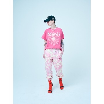 韓國MARDI MERCREDI - SWEAT PANTS TIEDYE PRINTED MARCHE EMBLEM (ORANGE PINK)