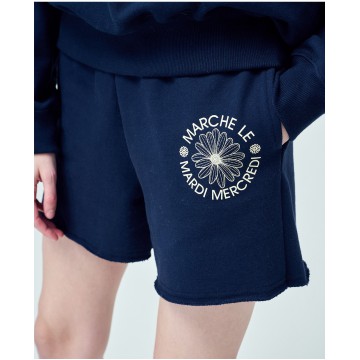 韓國MARDI MERCREDI - SWEAT SHORTS MARCHE EMBLEM (NAVY CREAM)