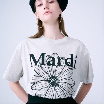 韓國MARDI MERCREDI - TSHIRT FLOWERMARDI (OATMEAL BLACK)