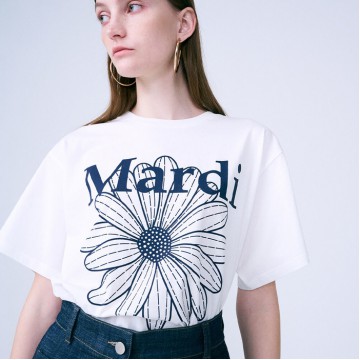 韓國MARDI MERCREDI - TSHIRT FLOWERMARDI (IVORY NAVY)