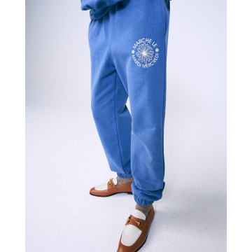 韓國MARDI MERCREDI - SWEAT PANTS MARCHE EMBLEM PIGMENT WASHING (BLUE CREAM)