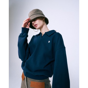韓國MARDI MERCREDI - SWEATSHIRT EMOJI COLLAR (NAVY IVORY)