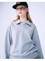 韓國MARDI MERCREDI - SWEATSHIRT EMOJI COLLAR (GREY IVORY)