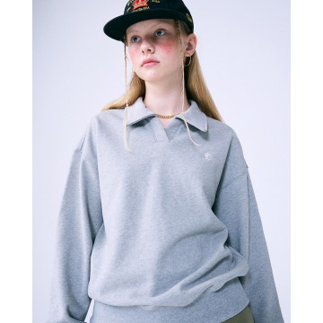 韓國MARDI MERCREDI - SWEATSHIRT EMOJI COLLAR (GREY IVORY)