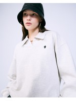 韓國MARDI MERCREDI - SWEATSHIRT EMOJI COLLAR (OATMEAL BLACK)