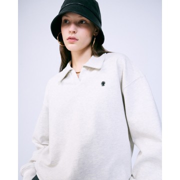 韓國MARDI MERCREDI - SWEATSHIRT EMOJI COLLAR (OATMEAL BLACK)