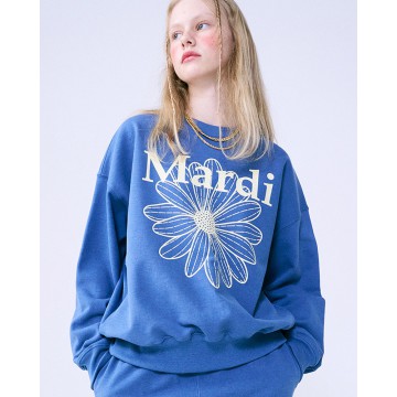 韓國MARDI MERCREDI - SWEATSHIRT FLOWERMARDI PIGMENT WASHING (BLUE CREAM)