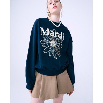 韓國MARDI MERCREDI - SWEATSHIRT FLOWERMARDI (NAVY CREAM)
