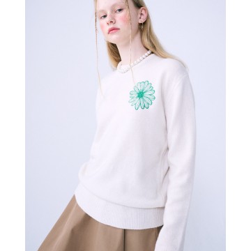 韓國MARDI MERCREDI - CASHMERE BLENDED BASIC CREW NECK (IVORY GREEN)